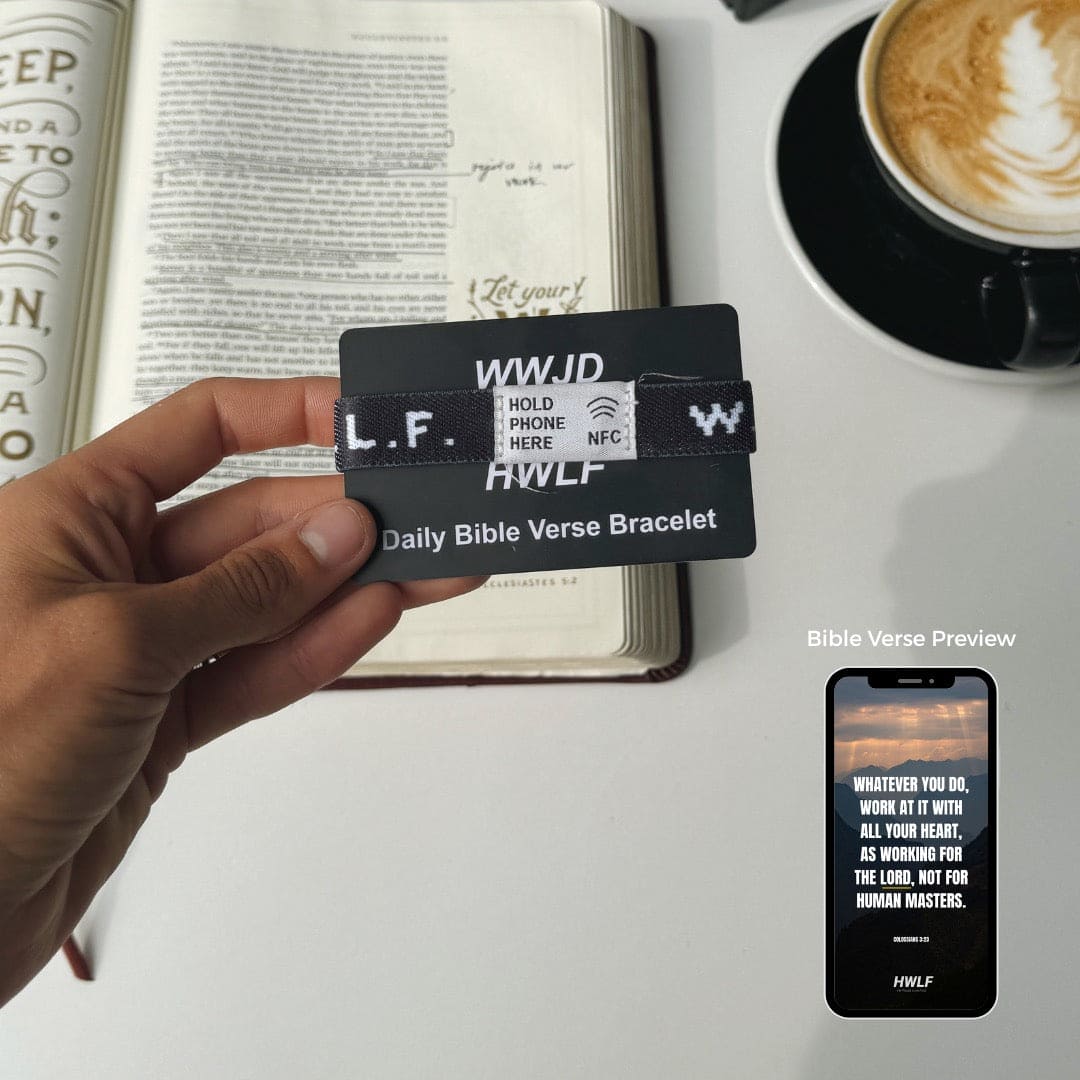 NEW! | DAILY BIBLE VERSE "WWJD X HWLF" BRACELET | BLACK