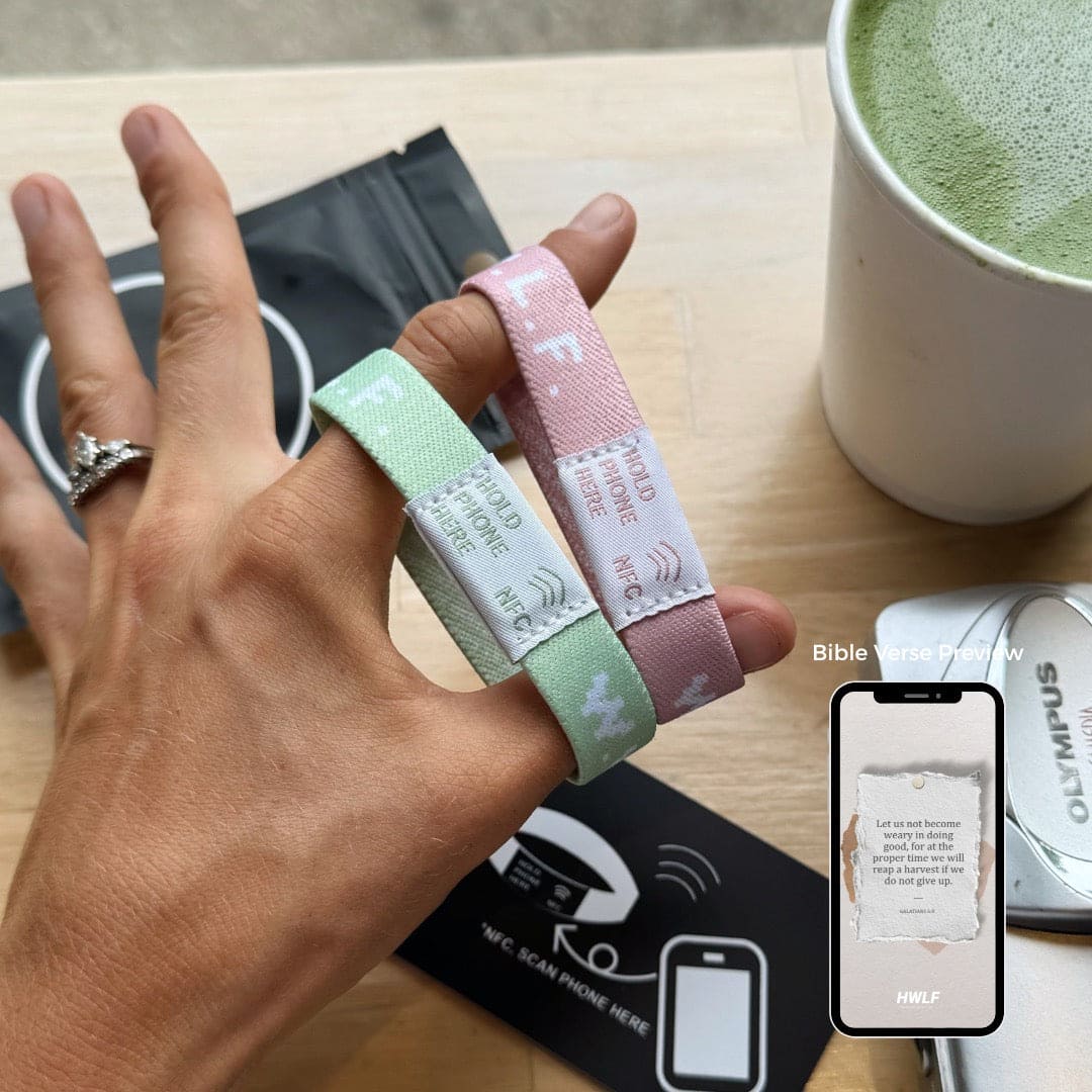 NEW! | DAILY BIBLE VERSE "WWJD X HWLF" BRACELETS | NATURAL 2-PACK