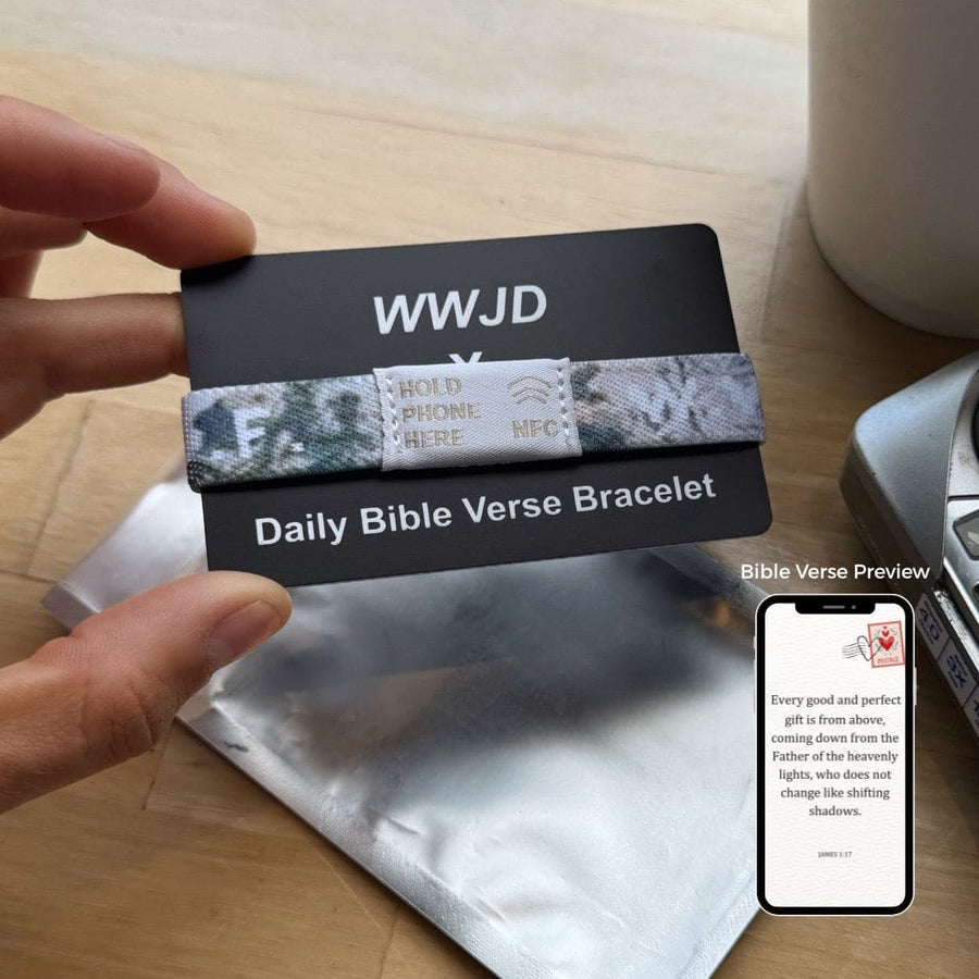 NEW! | DAILY BIBLE VERSE "WWJD X HWLF" BRACELET | LIGHT CAMO