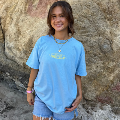 NEW! | "JESUS SAVES" RETRO TEE | LIGHT BLUE