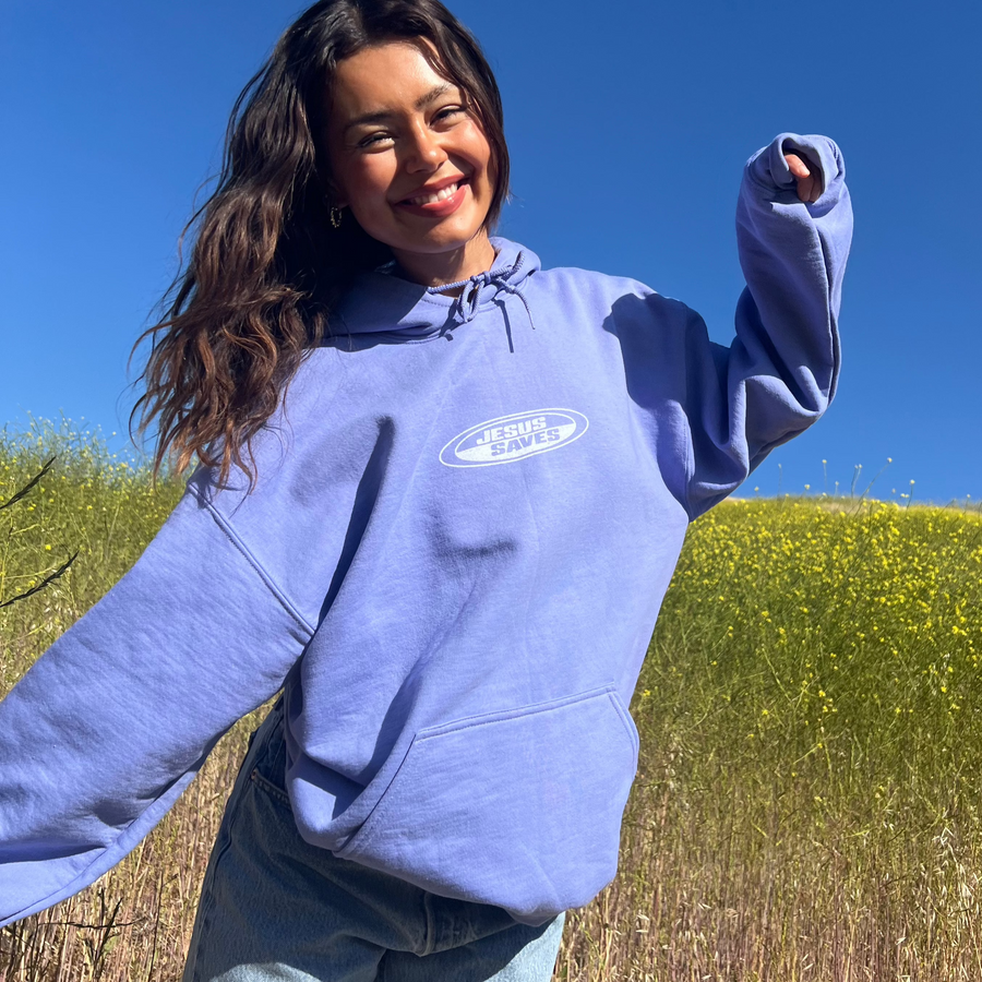NEW! | "JESUS SAVES" RETRO HOODIE | VIOLET