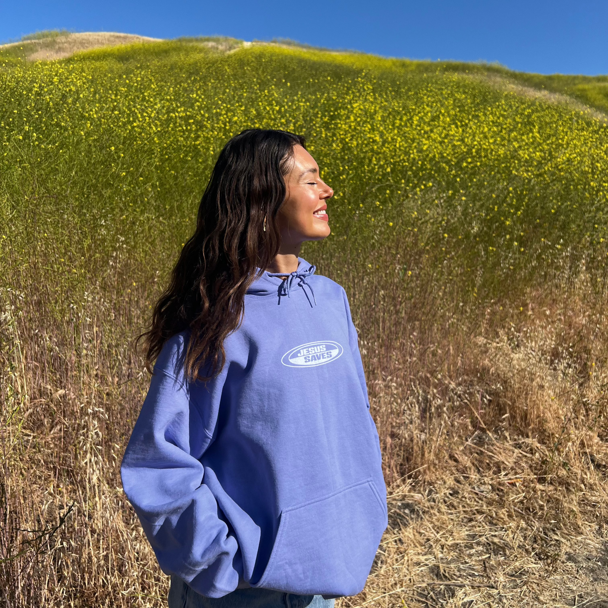 NEW! | "JESUS SAVES" RETRO HOODIE | VIOLET