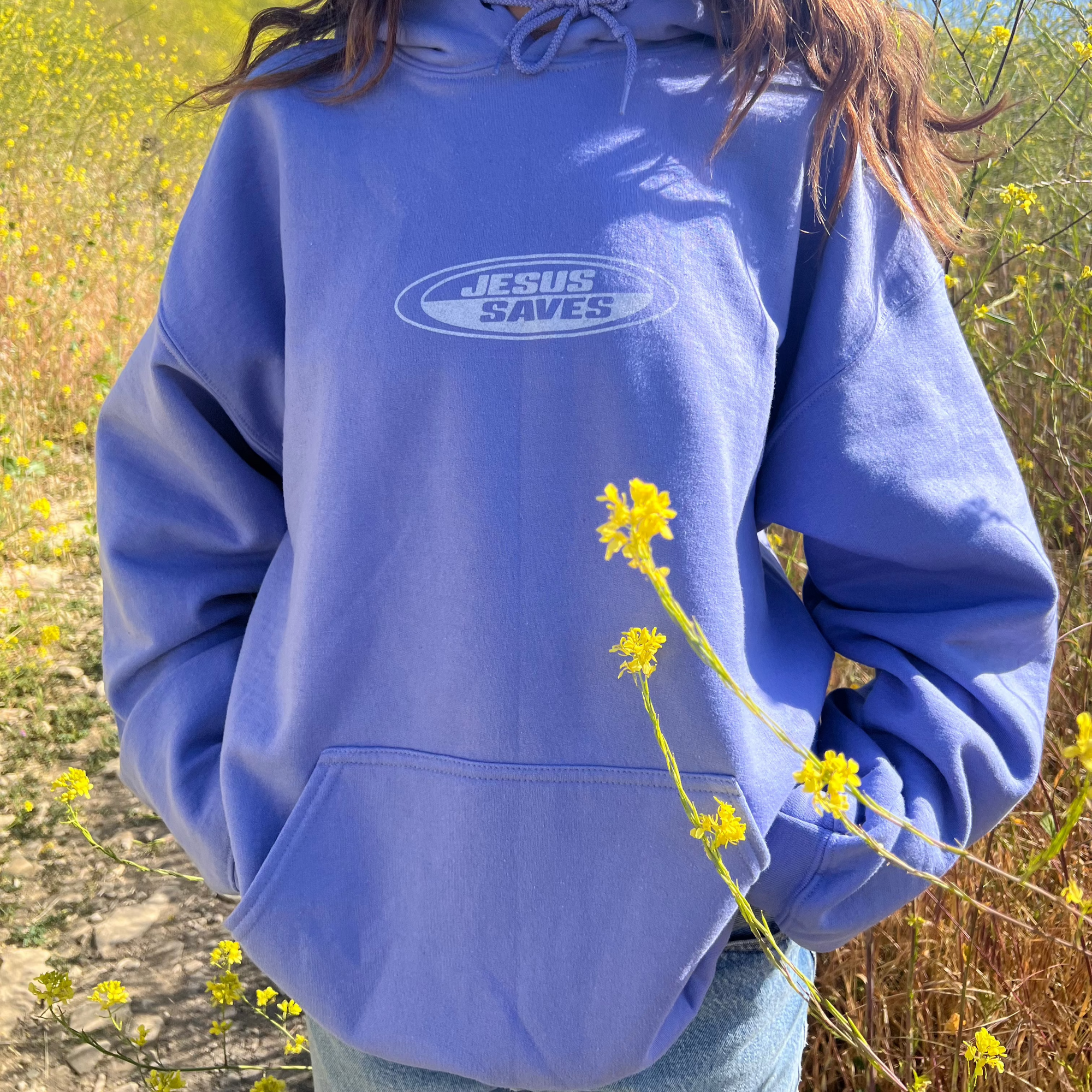 NEW! | "JESUS SAVES" RETRO HOODIE | VIOLET