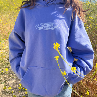 NEW! | "JESUS SAVES" RETRO HOODIE | VIOLET