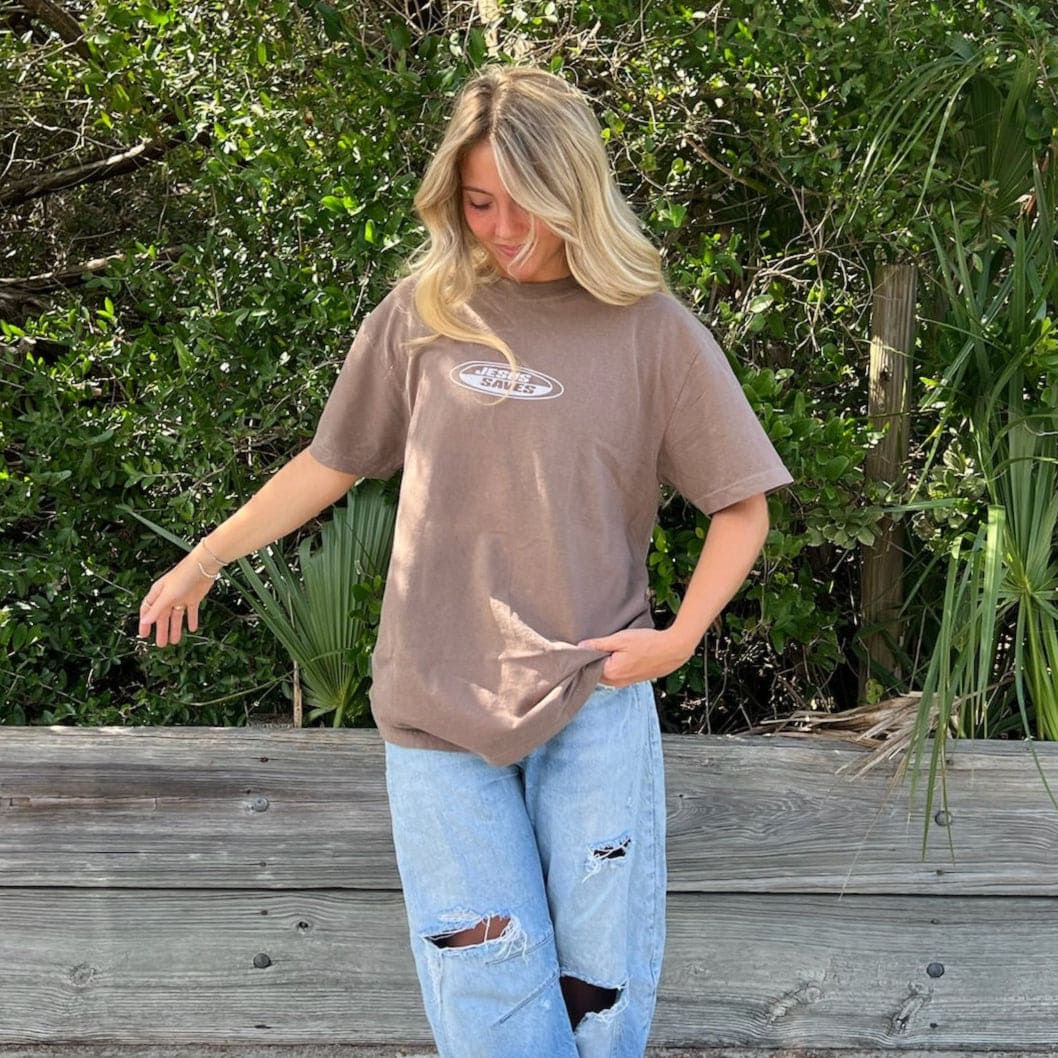 NEW! | "JESUS SAVES" PREMIUM COMFORT COLOR TEE | ESPRESSO