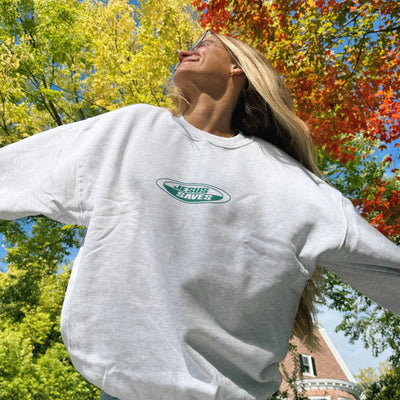 NEW! | "JESUS SAVES" RETRO CREWNECK | ASH