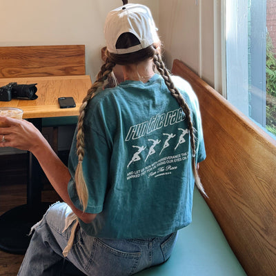 NEW! | "RUN THE RACE" PREMIUM COMFORT COLOR TEE | LIGHT GREEN